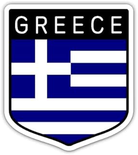 Squiddy Greece Greek Flag Shield - Vinyl Sticker Decal for Phone, Laptop, Water Bottle (3" high)