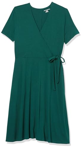 Image of Amazon Essentials Women's Short Sleeve Faux-Wrap V Neck Dress
