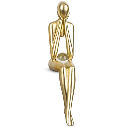 Gold Thinker Statue Abstrakt Sitzende Denker Skulptur Modern The Thinker Statue Home Decor Akzente Gold Sammelfiguren für Home Office Study Desktop Bücherregal Dekor Einweihungsgeschenke (Fokus) Cover