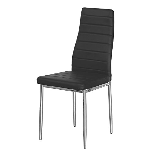 Silla de Comedor Básica, tapizada Polipiel, Patas de Metal cromadas