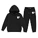 2Pcs Youth Sweatsuit Hooded Pullover Track Suit Kids Boys Girls Sweatshirt Pants Outfits Fashion (Black, 7-8 Years)