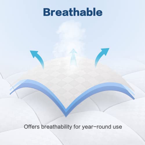 Bedluxury Queen Mattress Topper Extra Thick Cooling Mattress Pad Cover For Back Pain Breathable Pillow Top Plush Soft With 8-21 Inch Deep Pocket - White #TOP2