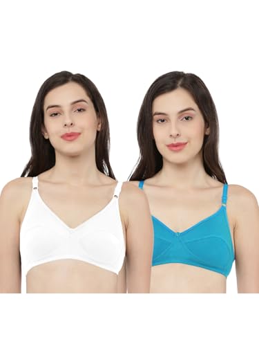 Image of Softline Women's Cotton Rich Wire-Free Non-Padded Bra Combo | Full Coverage & Breathable Comfort | Fancy Lace Design for a Feminine Look | Everyday Support & Soft Feel (Pack of 2)