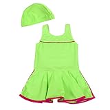 [Teddy] 子供 水着 女の子 ワンピース 水泳キャップ 2点セット キッズ 小学生用 スクール水着 kids361-A (A：ライトグリーン, L(130cm))
