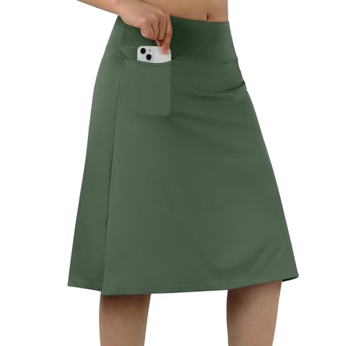ANIVIVO Women's Skorts Knee Length, Modest Long Athletic Sports Casual Skirt with High Waisted Pockets2