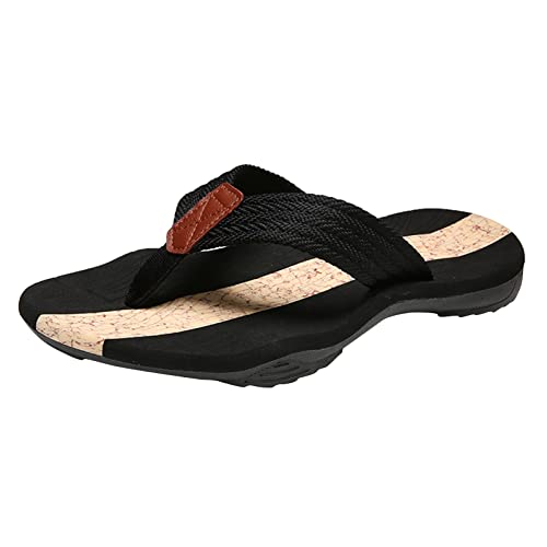 SAUTRV Zapatos de hombre de moda planas de espiga sandalias de verano transpirables sandalias de playa chanclas de cuero para hombre 14, Black, 41 1/3 EU