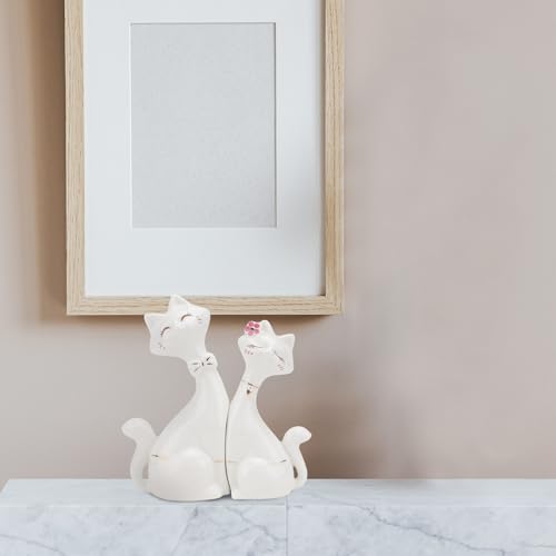 Chat en céramique blanche raffiné, décoration haut de gamme pour intérieur chic - 5