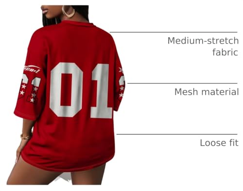 Image of RoseSeek Women's Jersey Shirts Number Graphic V Neck Football T Shirts Tops
