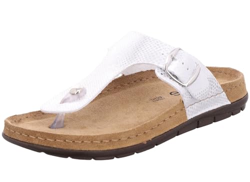 Rohde Damen Zehentrenner Pantolette Dianette Schnalle Rodigo-D 5867, Größe:38 EU, Farbe:Silber