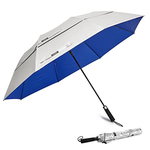 Image of G4Free 62 inch Portable Golf Umbrella Automatic Open Large Oversize Vented Double Canopy Windproof Waterproof Sport Umbrellas | Windproof Heavy Duty Umbrella, Automatic Open, Sport Umbrella, Durable, Waterproof Stick Umbrella, for Rain, for 2 People