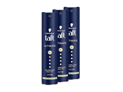 Schwarzkopf Taft laca para el pelo Ultimate (3 x 250 ml), grado de retención 5+ para peinado, laca para todo tipo de cabello, fijación definitiva y brillo cristalino, fórmula vegana*