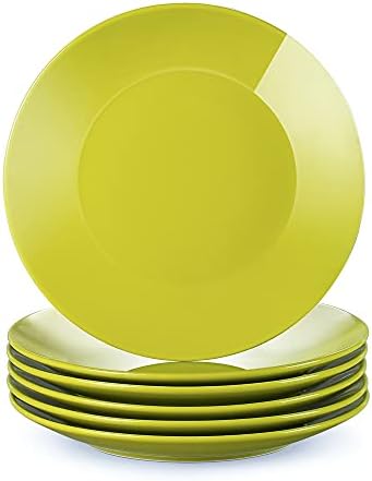 LOVECASA 'Sweet' 6-Piece Dessert Plates Round China Porcelain Side Plate Snack Plate Salad Plate for Salad/Fruit/Snack Plate, Black 21.5*21.5*2.5 cm
