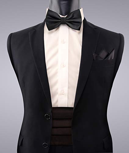 Image of Alizeal Mens Multicolored Silk Solid Cummerbund Bow Tie Set