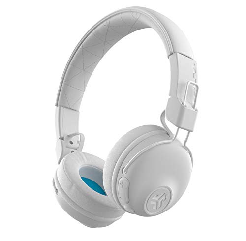 JLab Casque audio Bluetooth sans fil | 30 heures de lecture Bluetooth 5 temps de lecture | Son EQ3 | Cuir synthétique ultra-doux et coussins en mousse nuage | Contrôle du volume et du suivi | Blanc