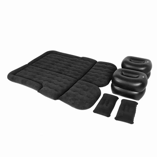 Rcniso Colchón Hinchable para Coche, Cama de Viaje Gruesa Inflable para SUV, Camping, Superficie Flocada, Almohadilla para Dormir Portátil para Exteriores (Negro)