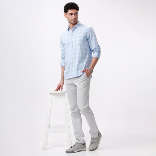 Image of BASICS 100% Cotton Checked Shirt for Men | Slim Fit | Everyday Smart Casual Wear | Full Sleeve