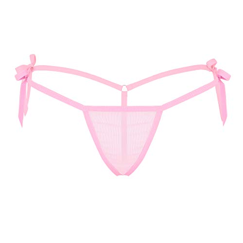 iiniim Micro Mini Tanga Mujer Sexy Tangas Transparentes Braguitas G-String Sexy Ropa Interior Rosa Talla única