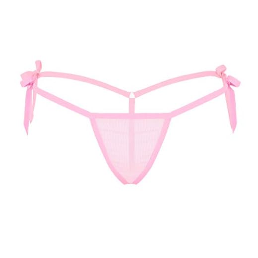 iiniim Micro Mini Tanga Mujer Sexy Tangas Transparentes Braguitas G-String Sexy Ropa Interior Rosa Talla única
