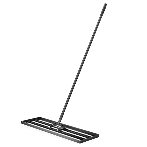 Wiltec Lawn Leveling Rake 91.4 x 25.4 cm Lawn Level Tool of Aluminium with 2 m Steel Handle Level Lute for Levelling Soil, Sanding Grass, Topdressing Lawn