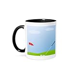 3dRose Golf Club and Golf Ball On A Golfing Green Illustration 11oz Two-Tone Black Mug