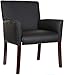 AmazonBasics Classic Reception Office Chair with Mahogany Wood Finish Legs - Black