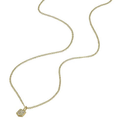 Image of Fossil Women's Gold-Tone Stainless Steel Pendant Chain Necklace for Women