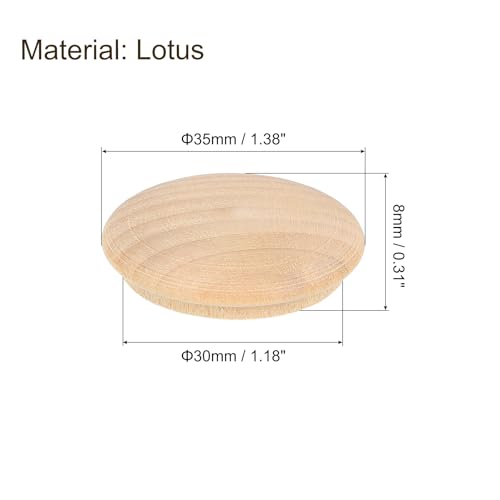 Image of uxcell 20Pcs Wood Button Plugs, 30mm /1.18 inch Hardwood Screw Hole Plug Mushroom Wooden Caps Buttons Wood Plug for Furniture Woodworking Craft Decor (35mm x 30mm)