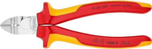 KNIPEX Abisolier-Seitenschneider isoliert mit Mehrkomponenten-Hüllen, VDE-geprüft verchromt 160 mm, 14 26 160