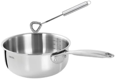 CRISTEL® Castel'Pro® Collection Cooking Set, Fixed Handle Saucepan 0.9Qt with Magic Whisk.