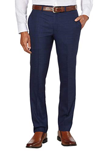 Kenneth Cole NY Men's Travel Suit Pant (Blue Plaid, 42 x 32)