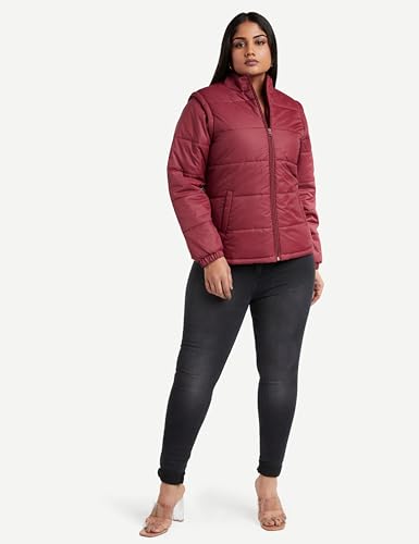 Image of Amazon Brand - Symbol Women Regular Fit Quilted Jacket With Detachable Sleeves (Puffer Jackets)