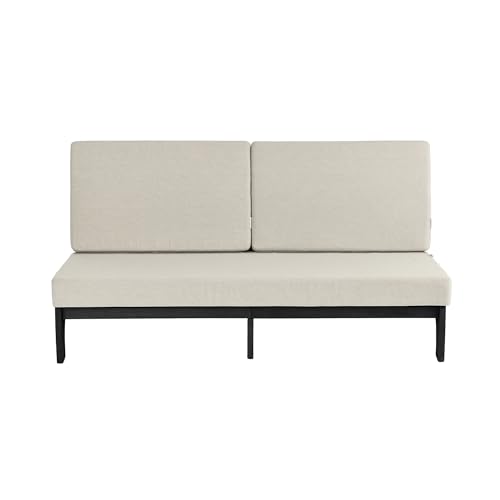 Image of Pia Ricoo 1-Piece Patio Furniture Set, Outdoor Wood Sofa with 4.5-Inch Thick Cushions, All-Weather Conversation Set for Backyard, Deck, Lawn - Light Camel /Drak
