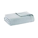 Madison Park Decke aus 100prozent ägyptischer Baumwolle, leicht für den Sommer, atmungsaktives Waffelstrick-Design, weiche, gemütliche Ganzjahresdecke für Bett, Hellblau, Full/Queen Size (229 x 229 cm)