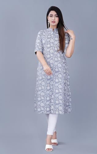 Image of Women Printed Collar Neck Half Sleeve Regular Fit Formal Kurti for Women's