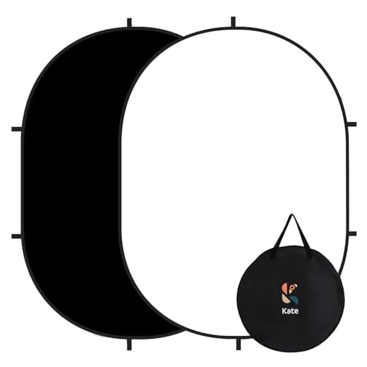 Kate Fondale pieghevole Pop Up Background Double-Sided Blu e Grigio Schermo pieghevole per la fotografia, il gioco e il live streaming (5'x6.5', 1.5x2m, Nero/Bianco)