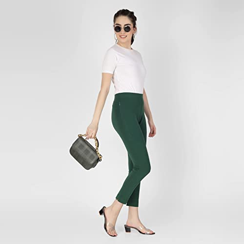 Image of ON&ON Women's Cotton Stretchable Slim Fit Straight Pants Trouser for Casual Wear and Office Wear