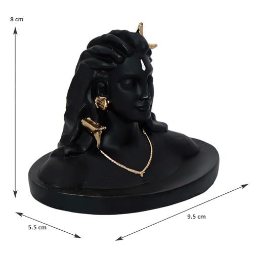 Image of Black Resin Adiyogi Shiva Statue for Car Dashboard| Adiyogi Statue for Home Decor Pooja Room Office| Mahadev Murti Lord Shiva Idol Gift for Diwali Maha Shivratri Birthday (Yogi-01)