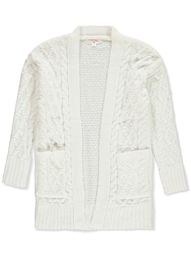 Girls' Open Cardigan - White, 7-8