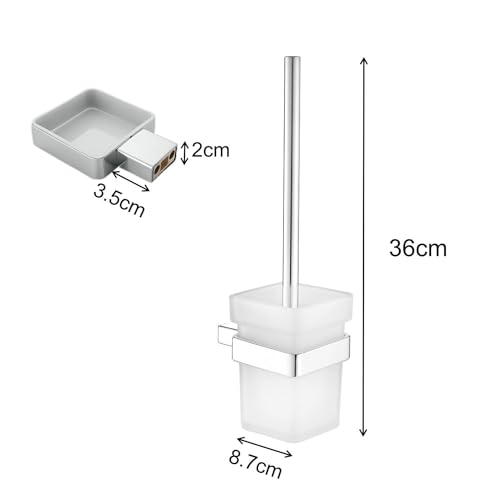 Juego de escobilla de inodoro y soporte para montaje en pared, limpiador higiénico de baño cromado, kit de limpieza de inodoro elegante que ahorra espacio para un uso sin esfuerzo e higiene superior