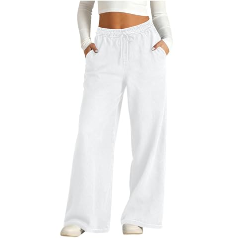 Pantalon Patte d'elephant Femme,Jean Large Femme Taille Haute Elastique Pull on Pantalon en Denim avec Poches Stretch Baggy Jeans Boyfriend Jambe Droite...