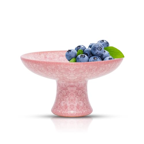 KUMOKUDO Fruit Bowl, Ceramic Fruit Bowl with Base, Decorative Serving Bowl for Fruits, Desserts, Jewelry, and Home Décor, Artistic Centerpiece for Tabletop and Gift Ideas