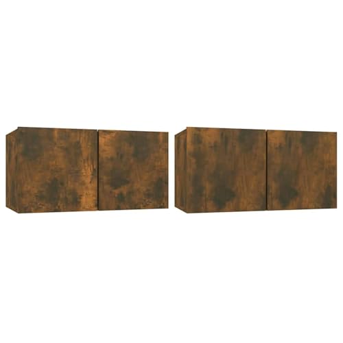 Rantry Muebles para TV Colgantes 2 uds Roble Ahumado 60x30x30 cm Mueble de Salon Moderno, Módulos de Comedor, Mueble TV Elegante