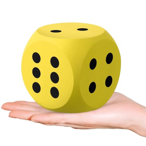 Image of Big Dice Cube for Games, Six Sided Dice, 5Cm Yellow Big Cube with Black Color Dots, Interesting Large Block Building Blocks, Decorative Dice, Board Game Enthusiasts, Tabletop Games Players