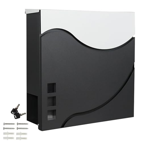 LYUCAYHQ Cassetta della Posta per Esterni con Scomparto per Giornali, Cassetta Postale con Serratura, 37 * 37 * 10,5 Cm, 2 Chiavi, Acciaio Zincato, Design Elegante