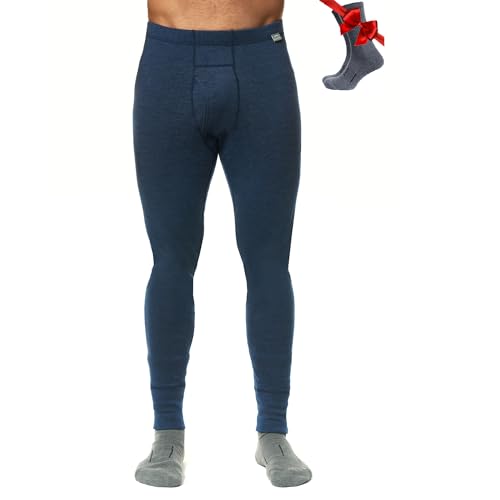 Image of Merino Wool Base Layer Mens Bottom Pants 100% Merino Wool Heavyweight, Midweight, Lite Thermal Underwear Long Johns and Socks