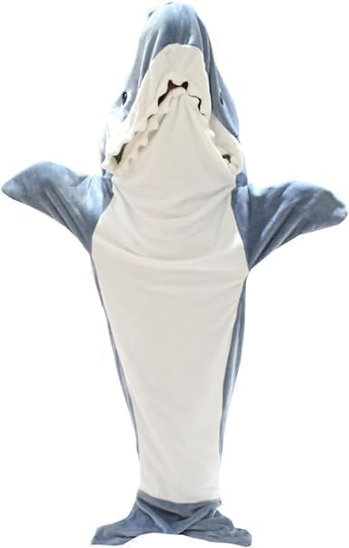 SICARO Shark Blanket Adult Hoodie, Wearable Shark Blanket, Shark Blanket Hoodie Sleeping Bag Shark Onesie Blanket Adults Kids (M)