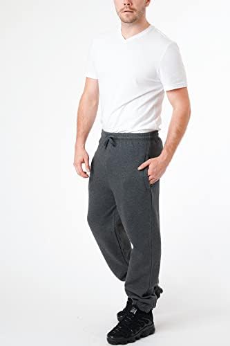 LABEL APPAREL Mens Elasticated Joggers Cuffed Plain Brushed Fleece Inside Jogging Bottoms Zip Pocket 290GSM Casual Regular Fit Trouser Sweatpants Drawstring Pants Plus Size XXL Charcoal - Image 3