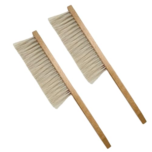 WAXCMXYH Imkerbürste für Imker, natürliches Rosshaar, Bienenbürste mit Holzgriff, zweireihige Imkerbürste, Bienenstock-Werkzeug, Imkerausrüstung, 2 Stück