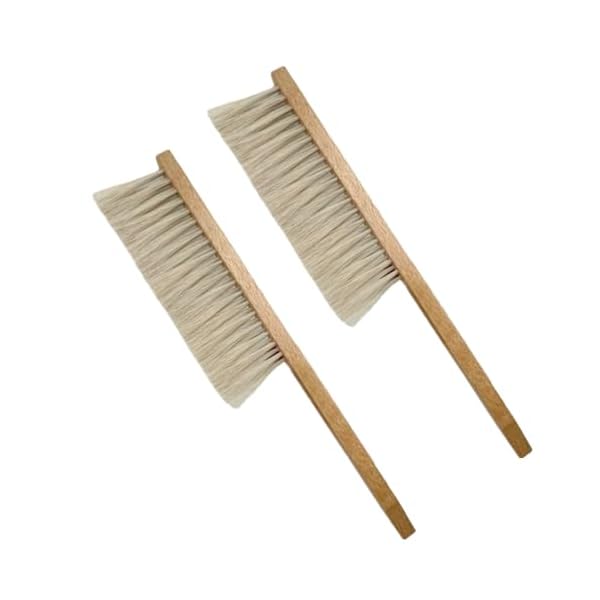 2 PCS Beekeeping Brush for Beekeepers, Natural Horsehair Bee Brush with Wooden Handle, Double Row Beekeeping Brush Beehive Tool Beekeeping Equipment for Bee Keepers