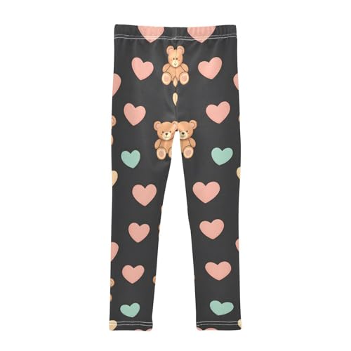 Cute Bear Heart Girls Leggings Soft Stretch Workout Yoga Dance Pants for Kids Casual Tights2